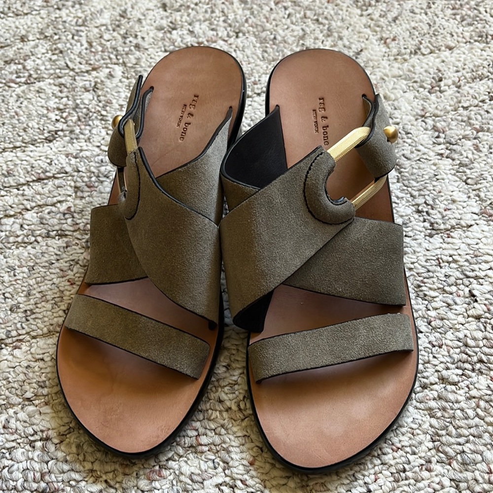 COPY - Rag and Bone green suede heel mules